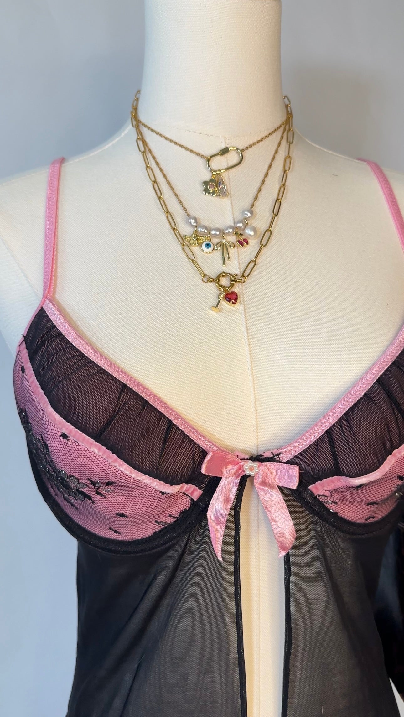 pink and black lace top (36 C)