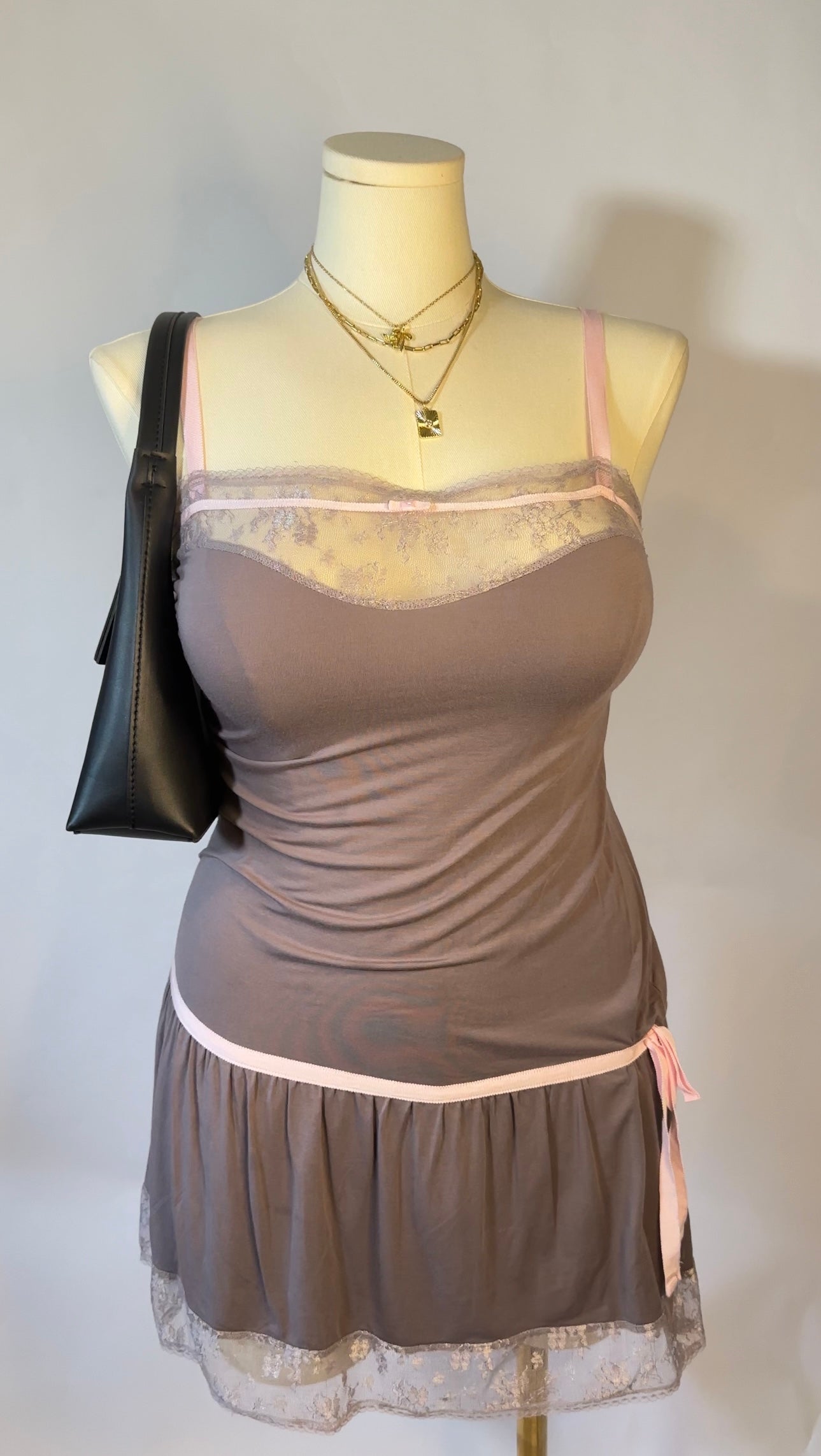 tie bow mini dress (l)