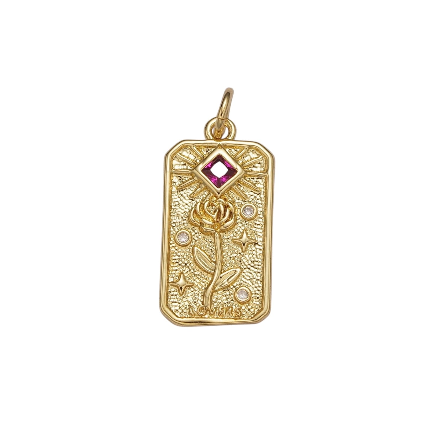 flower rectangle charm