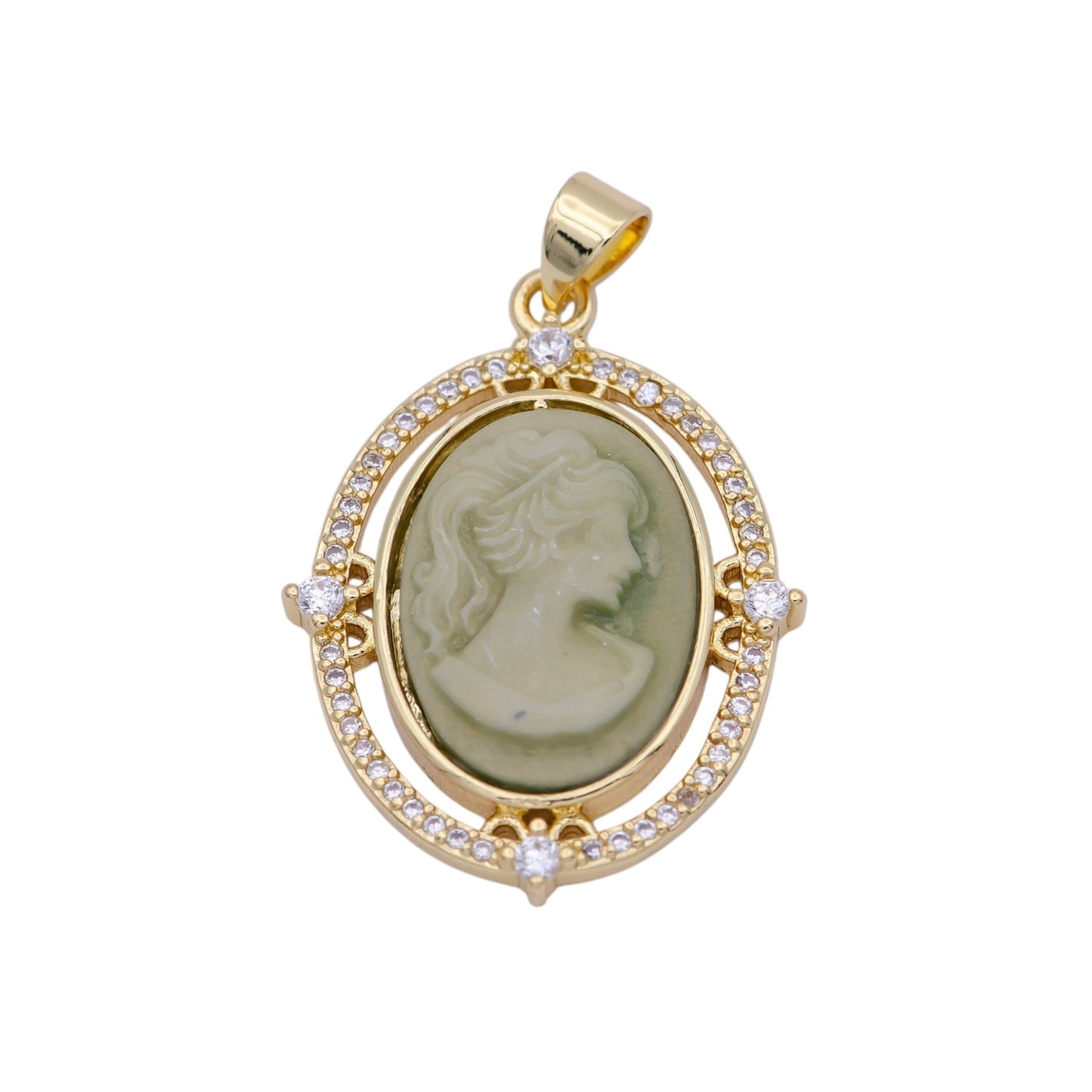 green cameo pendant