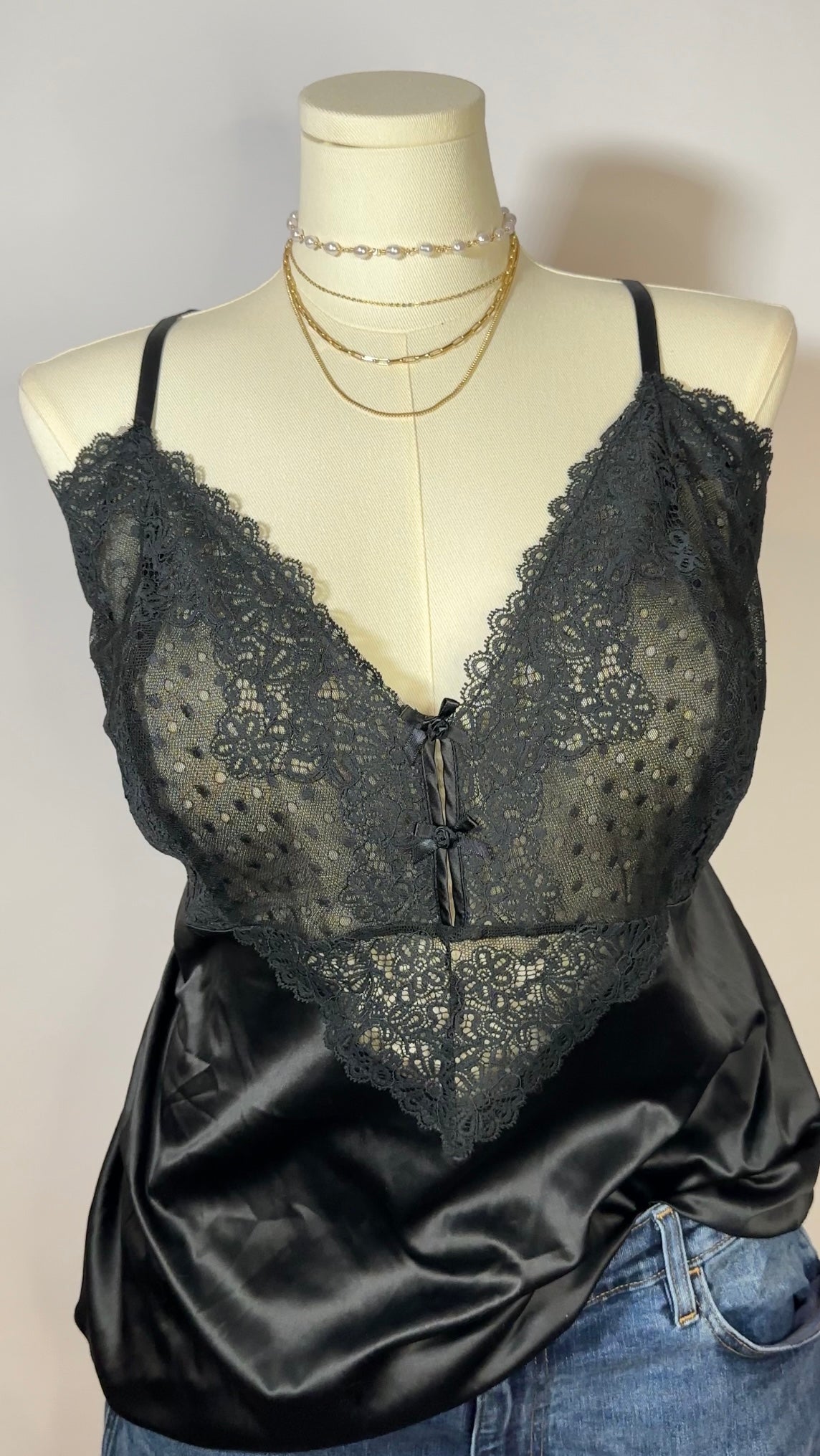 black lace slip top(xxxxl)