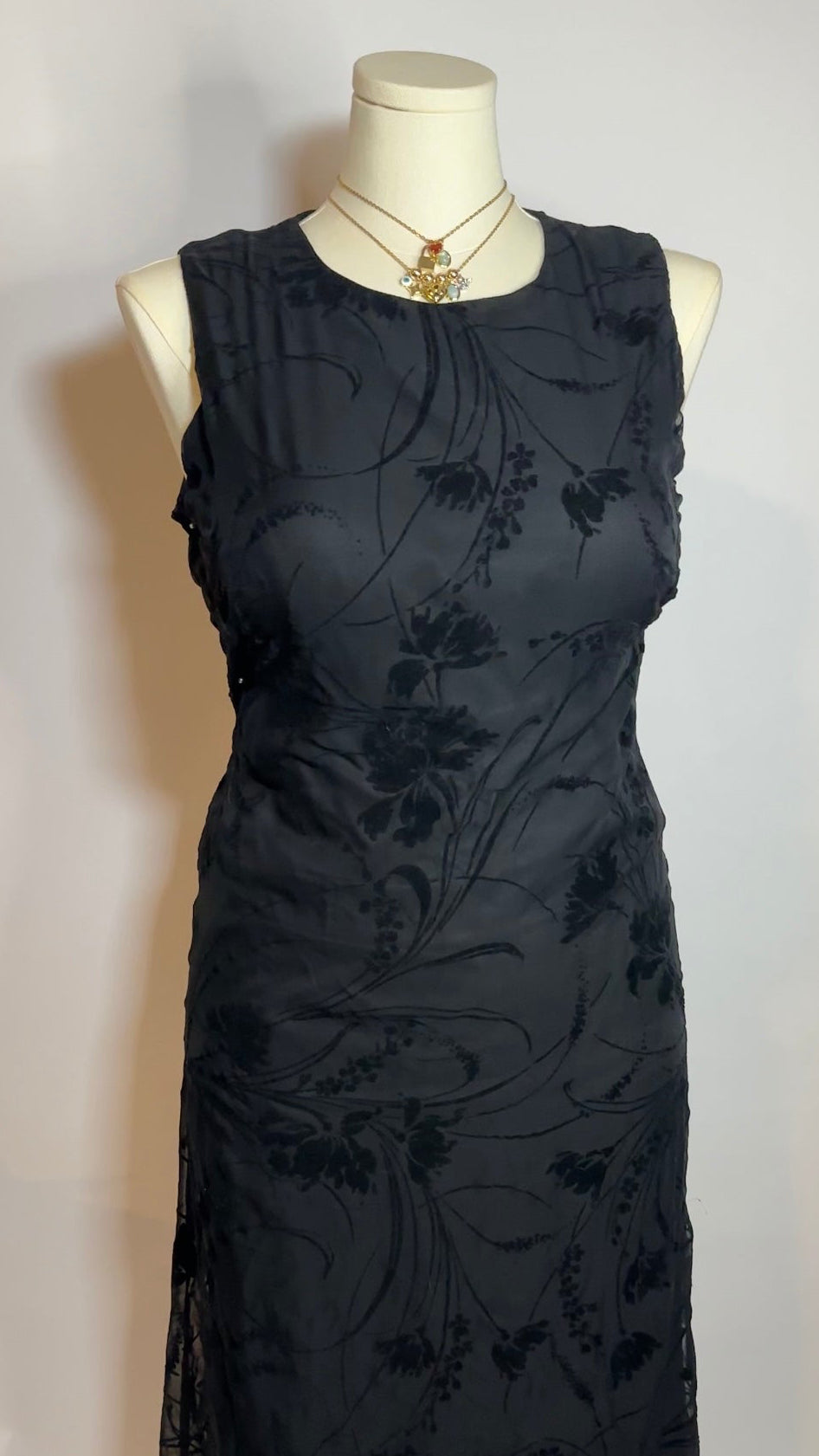 floral black maxi dress (l)