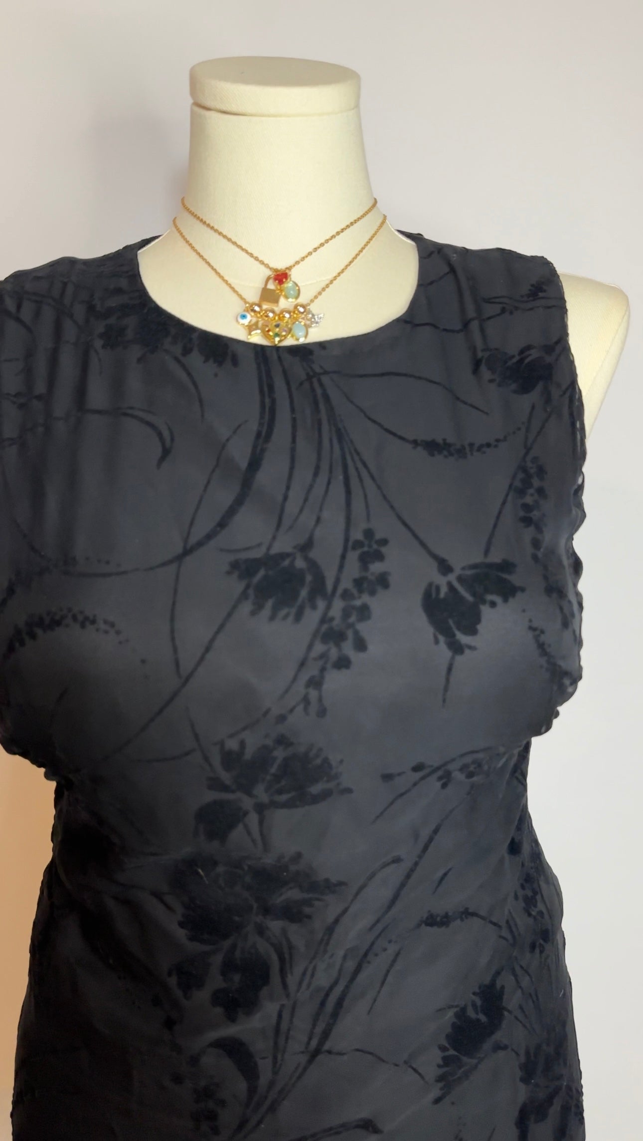 floral black maxi dress (l)