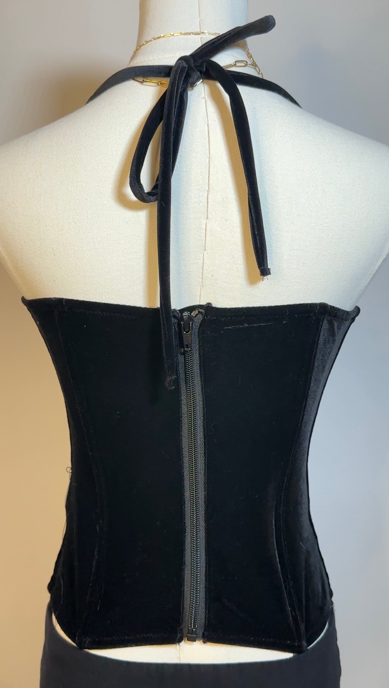 black velvet upcycled corset top (s/m)