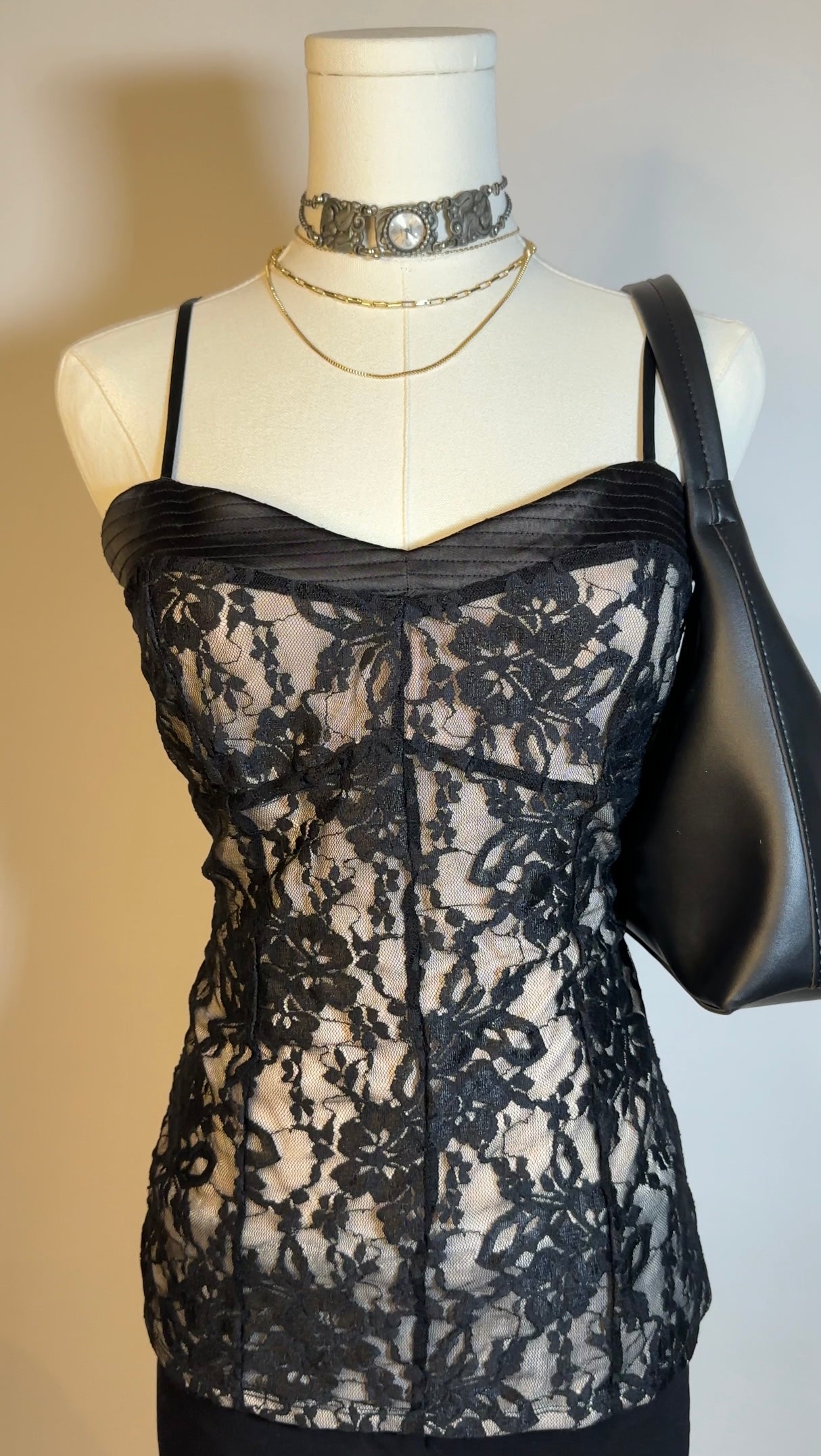 black lace corset top (s)