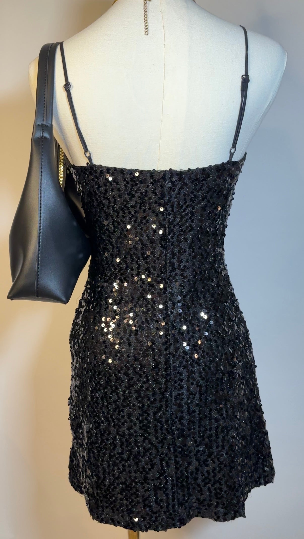 black sequin mini dress (s)