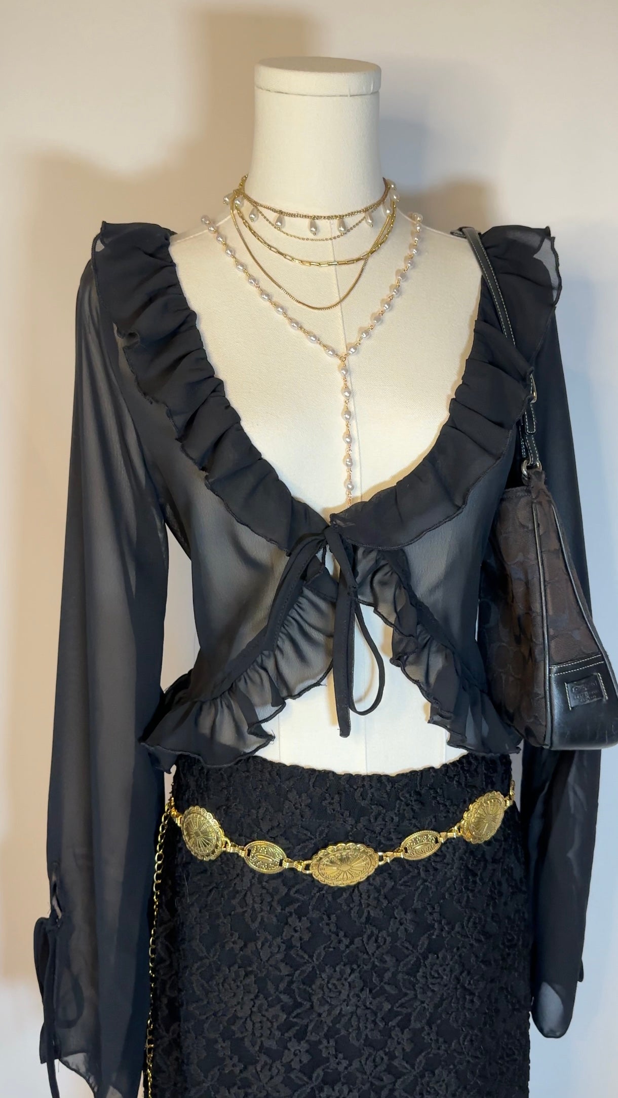sheer upcyled long sleeve top (s/m)