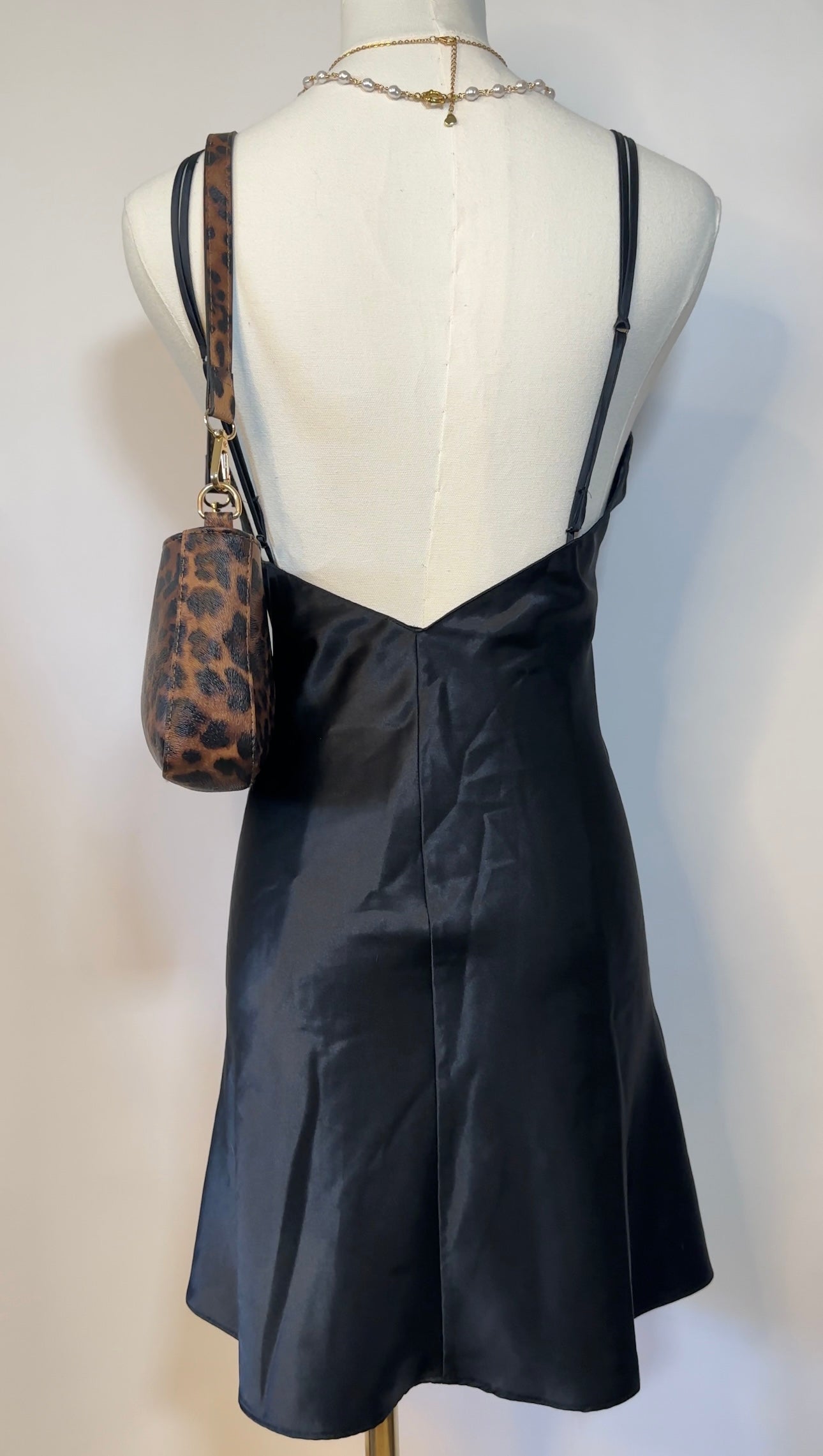 black satin lace dress (s)
