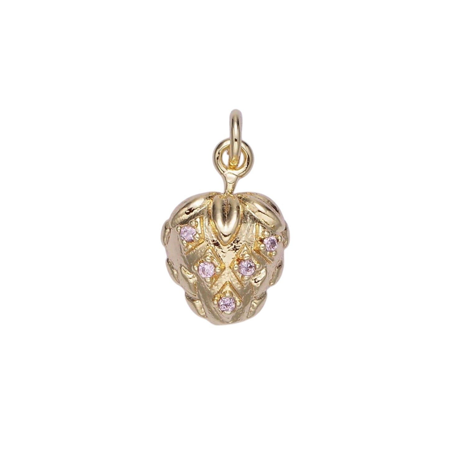 tiny pink strawberry charm