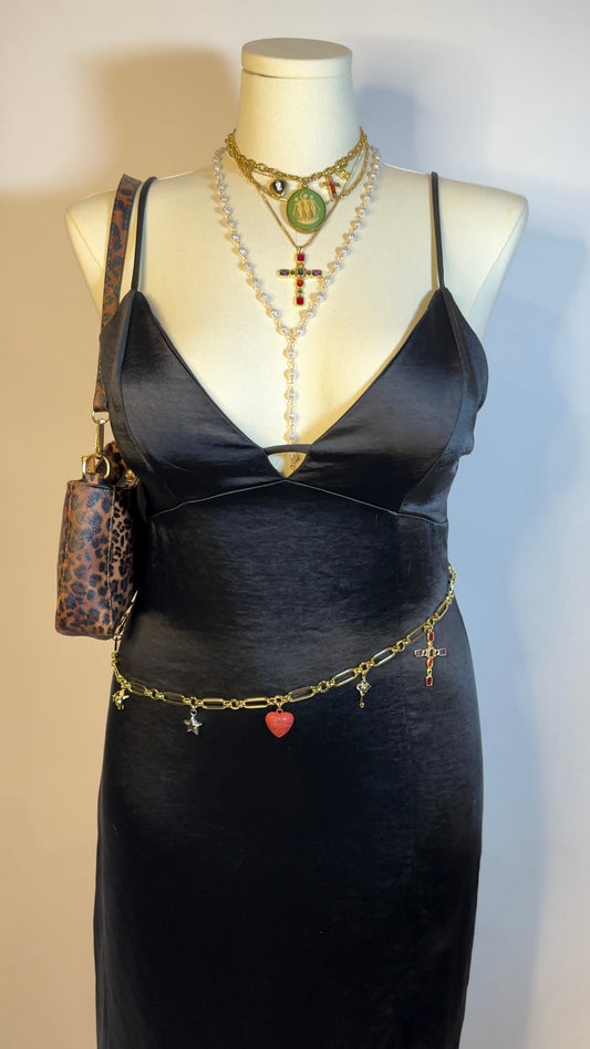 black satin midi dress (xl)