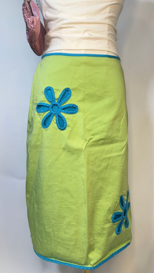 blue floral midi skirt (xs)