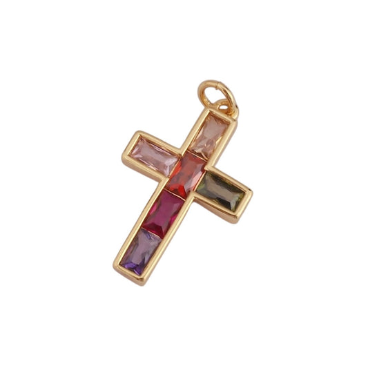 multi-colored cross charm