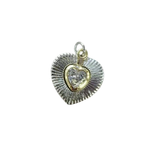 silver & gold heart charm