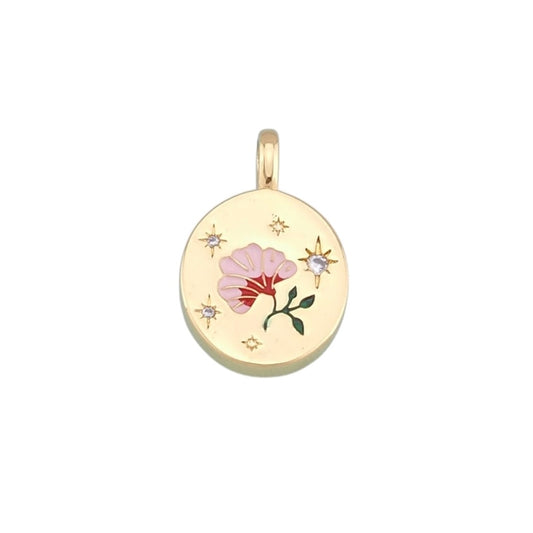 multi-colored floral oval charm