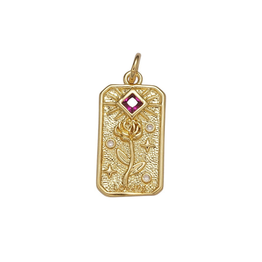 flower rectangle charm
