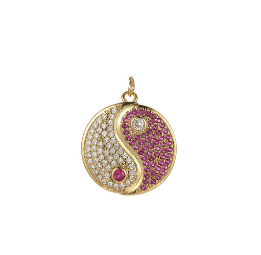 pink yin & yang charm