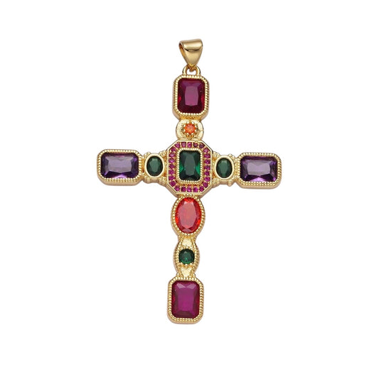 large multi-colored cross pendant