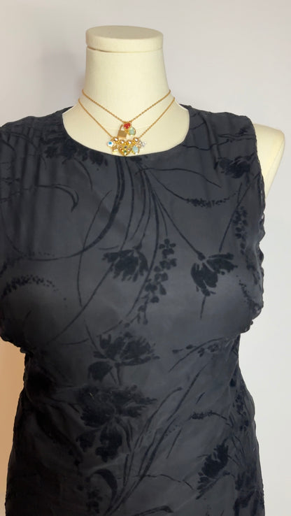 floral black maxi dress (l)