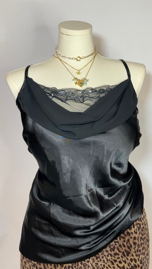 beaded black slip tank (xxxl)