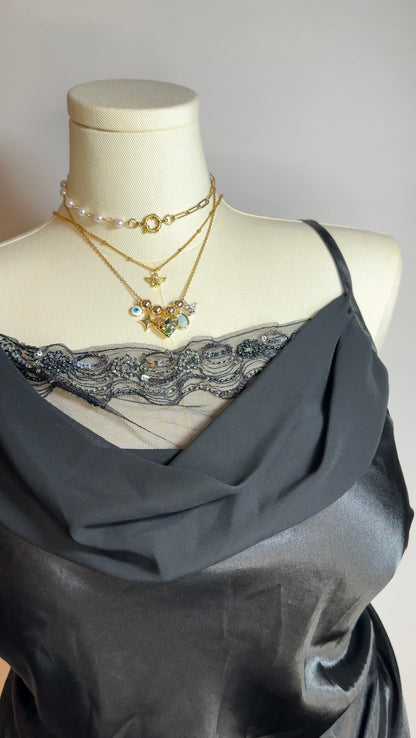 beaded black slip tank (xxxl)
