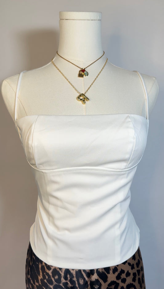 white upcycled corset top (xs)