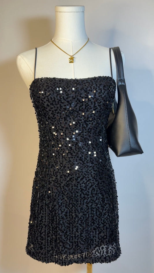 black sequin mini dress (s)