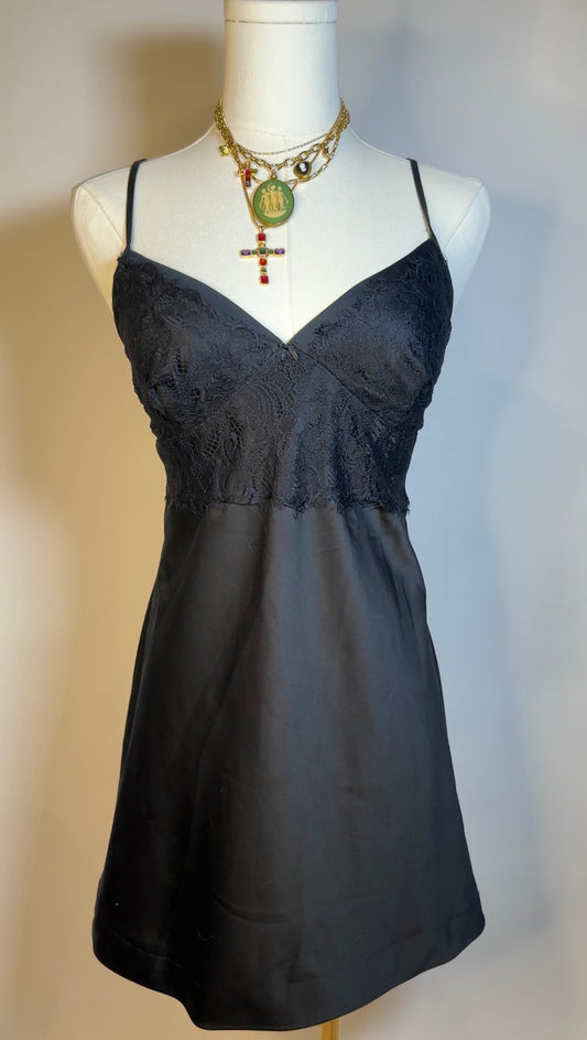 black upcycled tank mini dress (s)