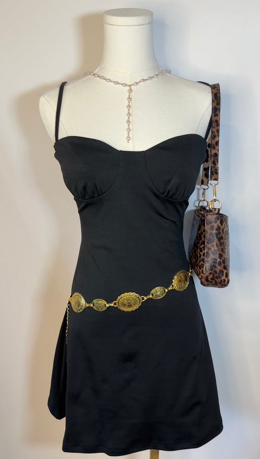 black upcycled corset dress (m)