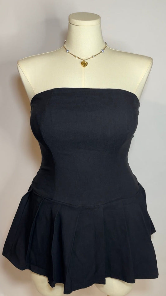 black upcycled mini dress (l)