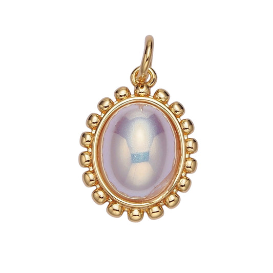 iridescent oval charm
